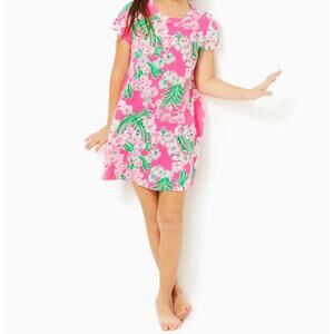 Lilly Pulitzer Pink and Green Floral Kids Casual Dress